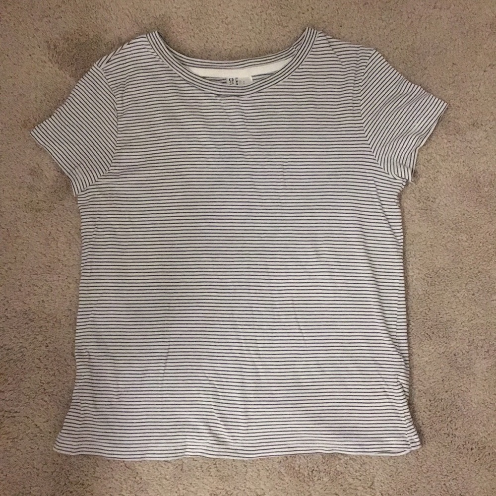 Striped White & Black Top